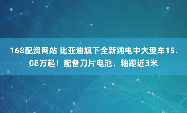 168配资网站 比亚迪旗下全新纯电中大型车15.08万起！配备刀片电池，轴距近3米